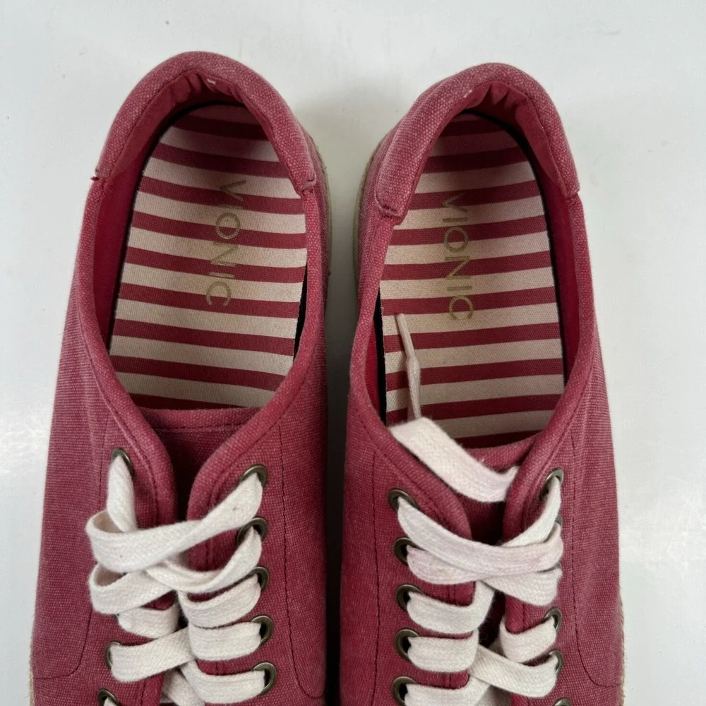 Vionic Hattie Women's US 10 Washed Red Canvas Lace-Up Espadrille Sneakers VS223